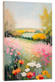 Wood print Blooming Meadow Abstract