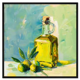 Gerahmter Kunstdruck Olivenölflasche - Creative Studio