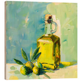 Tableau en bois Olive Oil Bottle