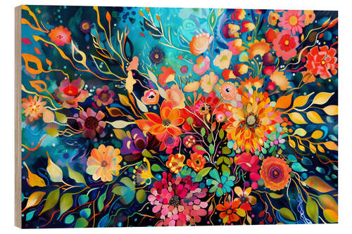 Wood print Garden colour explosion