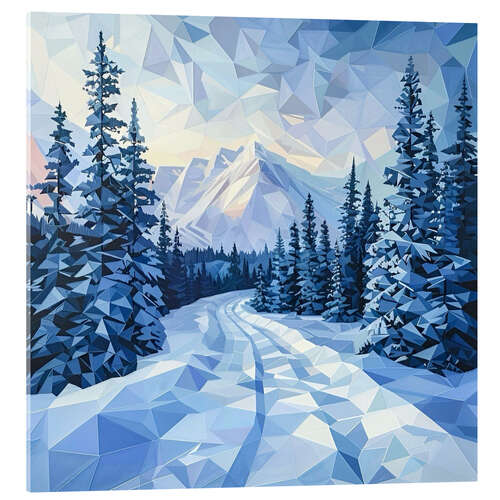 Tableau en verre acrylique Blue Snow Forest