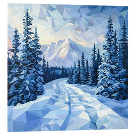 Tableau en verre acrylique Blue Snow Forest - Maria Tuzhilkina