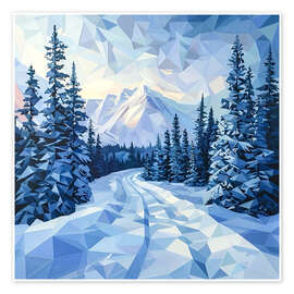 Wall print Blue Snow Forest - Maria Tuzhilkina