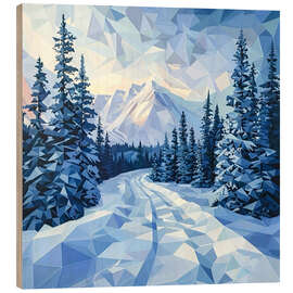 Holzbild Blauer Schneewald - Maria Tuzhilkina