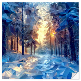 Wandsticker Morgen im Winterwald