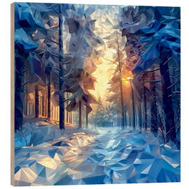 Wood print Morning in the Winter Forest - Maria Tuzhilkina