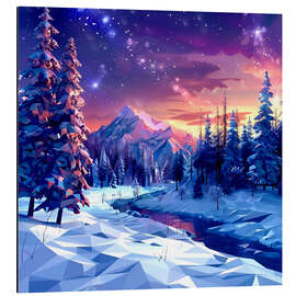 Alubild Sonnenuntergang in den Alpen