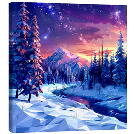 Canvas print Sunset in the Winter Alps - Maria Tuzhilkina