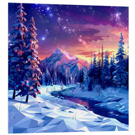 Hartschaumbild Sonnenuntergang in den Alpen