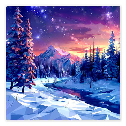 Póster Sunset in the Winter Alps