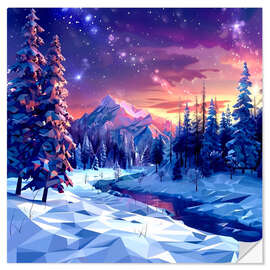 Wandsticker Sonnenuntergang in den Alpen