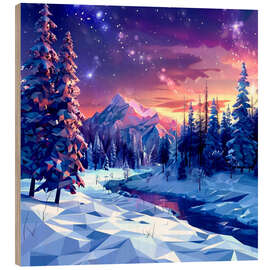 Wood print Sunset in the Winter Alps - Maria Tuzhilkina