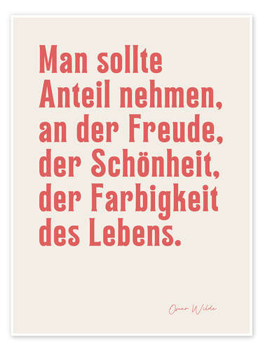 Plakat Freude des Lebens - Oscar Wilde