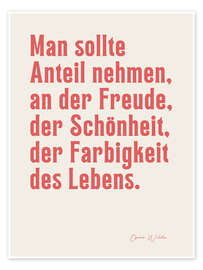 Plakat Freude des Lebens - Oscar Wilde - Ohkimiko