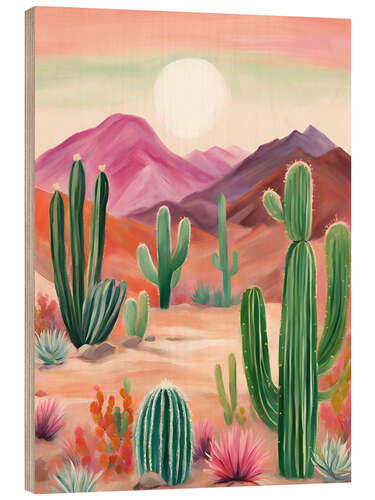 Cuadro de madera Cactus desert
