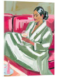 Akryylilasitaulu Woman on red sofa