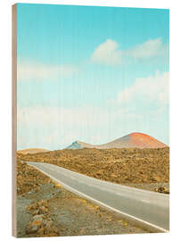 Quadro de madeira Road through the lava landscape of Lanzarote - Michael Schulz Dostal