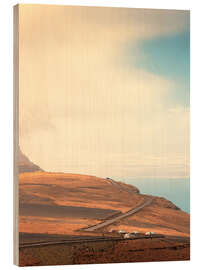 Holzbild Küstenstraße auf dem Hochplateau Lanzarotes - Michael Schulz Dostal