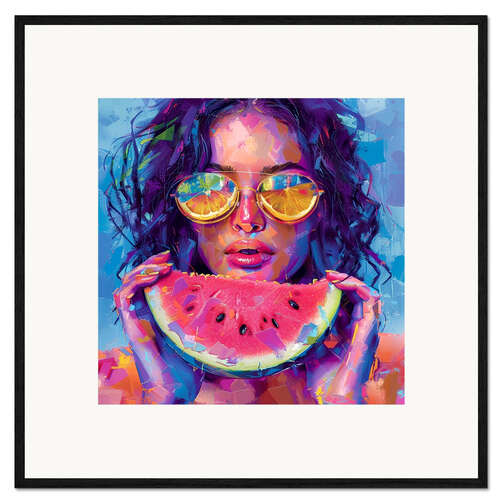 Impression artistique encadrée Juicy Watermelon and Bright Brunette