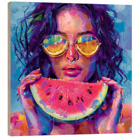Hout print Juicy Watermelon and Bright Brunette