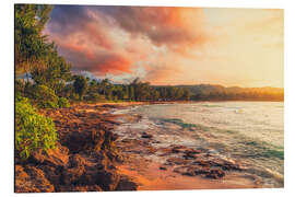 Alubild Turtle Bay bei Sonnenuntergang, Oahu - Chiara Salvadori