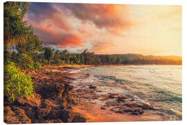 Quadro em tela Turtle Bay a the sunset, Oahu - Chiara Salvadori