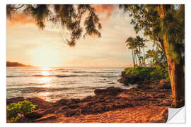 Wandsticker Turtle Bay bei Sonnenuntergang, Oahu