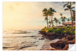 Wall sticker The Turtle Bay at the sunset, Oahu