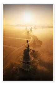 Stampa Dutch windmills at sunrise - Martin Podt