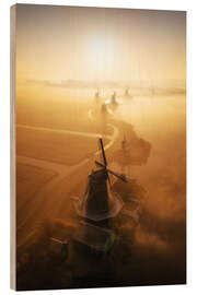 Cuadro de madera Dutch windmills at sunrise - Martin Podt