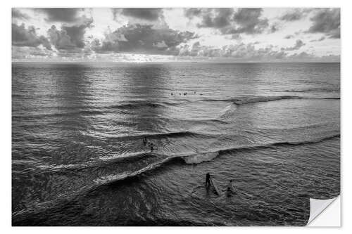 Muursticker Surfers out in the ocean, Siargao, Philippines