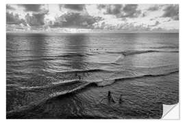Muursticker Surfers out in the ocean, Siargao, Philippines