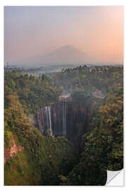 Sticker mural Waterfall and volcano, Indonesia - Matteo Colombo
