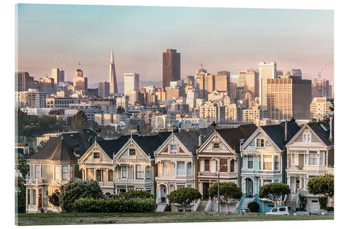 Tableau en verre acrylique Painted Ladies and San Francisco skyline