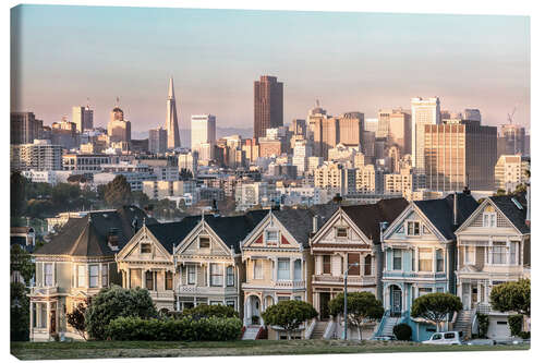 Leinwandbild Painted Ladies und die Skyline von San Francisco
