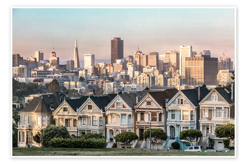 Poster Painted Ladies and San Francisco skyline