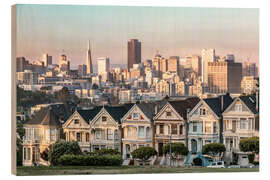 Holzbild Painted Ladies und die Skyline von San Francisco - Matteo Colombo