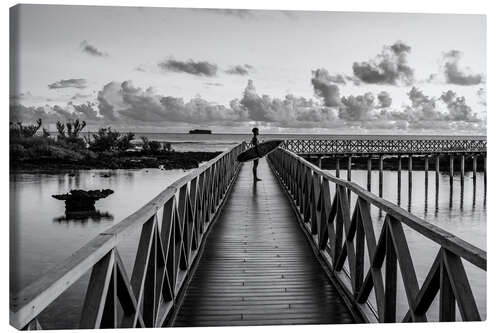 Canvas print Surfer on the jetty, Siargao, Philippines