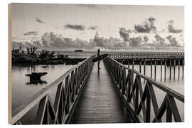 Obraz na drewnie Surfer on the jetty, Siargao, Philippines