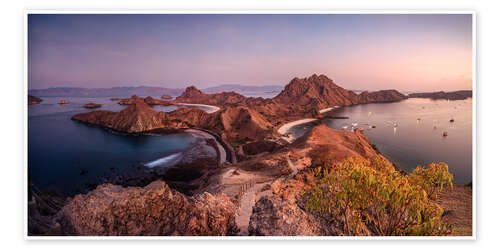 Poster Sunrise over the island, Komodo, Indonesia