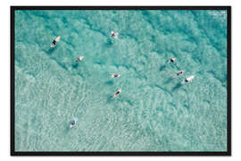 Gerahmter Kunstdruck Surfer warten auf die Welle