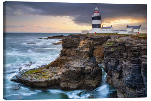 Canvas print Rocky coast with Hook Head lighthouse, Ireland