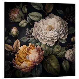 Magnettafel Vintage Barock-Pfingstrosen