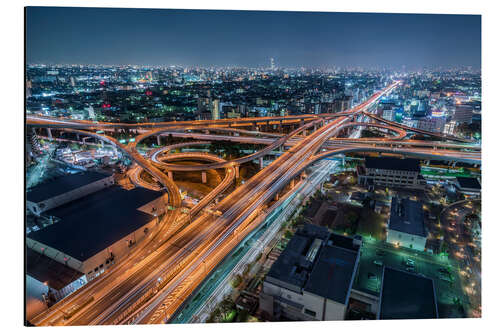Alubild Osaka bei Nacht