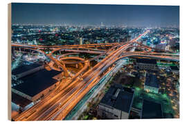 Holzbild Osaka bei Nacht