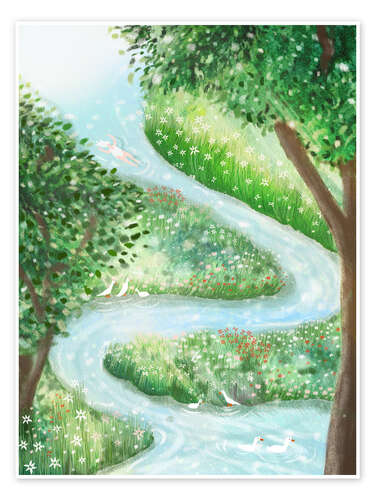Poster Gib dich dem Fluss hin