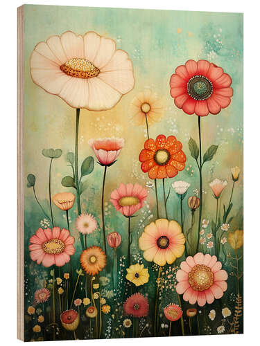 Print på træ Summer Flowers