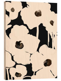 Wood print Abstract Flowers