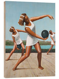 Holzbild Frauen beim Training