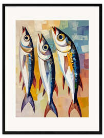 Stampa artistica con cornice Three sardines
